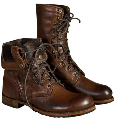 Hombres Botas De Montar Steampunk Retro PU Cuero Caballero Botas Cortas De Encaje De Moda hasta Locomotora Tobillo Boot Zapatos para El Uso Diario (Brown,43)