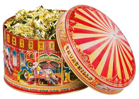 Victorian Carousel English Toffee Confectionery Tin – Luxury UK-Made Caramel Flavoured Sweets Gift Set for Christmas, Birthday, Mothers or Fathers Day, Anniversary - H12.5 x 15.5cm Diameter