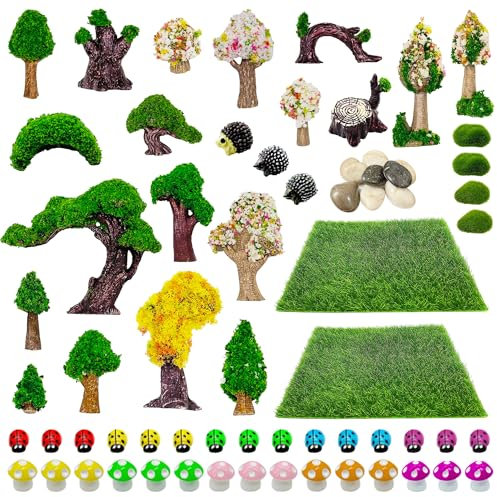 Woohome 66 PCS Mini Zen Accessoires de Jardin, Accessoires de Féerique pour Jardin Féérique, Décoration de Bureau, Plante en Pot