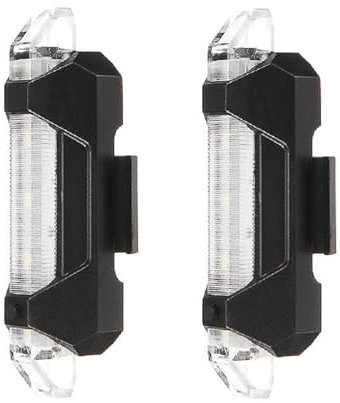 BARAC Fahrradrücklicht, wiederaufladbar, USB, 5 leistungsstarke LEDs, sehr hell und einfach zu installieren, maximale Sicherheit beim Radfahren (2 Stück, weiß)