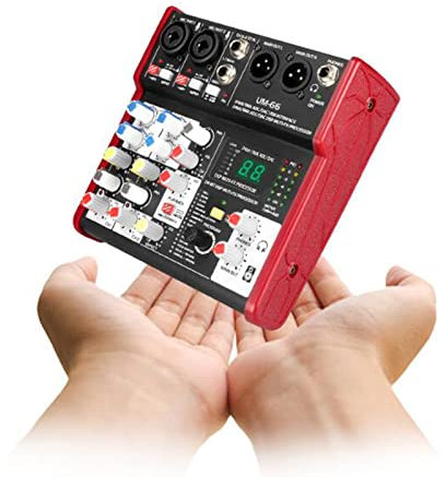 WDWDW Carte Son de mixage 4 canaux Console de mixage Audio 16 Effets intégrés avec Interface Audio USB Prend en Charge la Banque d'alimentation 5 V