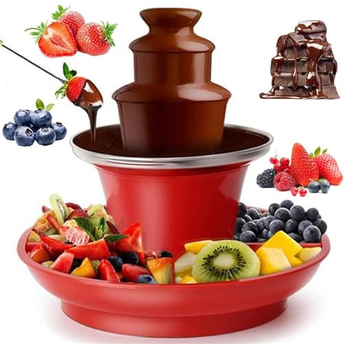 Máquina de fondue de chocolate de 3 capas con cascada, fuente eléctrica para fondue de chocolate con bandeja desmontable, máquina para fundir chocolate con base de olla caliente para fiestas y hogar