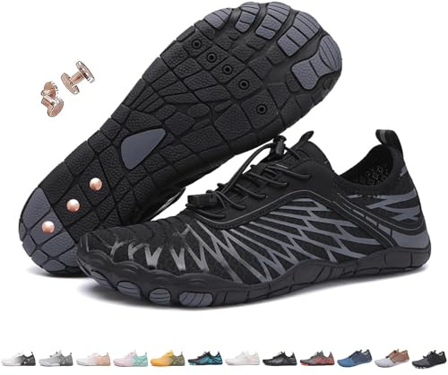 Generisch Chaussures de mise à la terre avec cuivre - Chaussures pieds nus - Chaussures de randonnée pour homme et femme - Antidérapantes - Bout large - Confortables, A Noir., 41 EU
