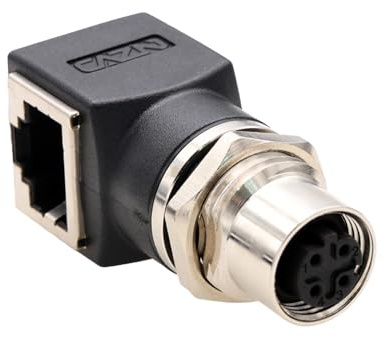 HangTon M12 till RJ45 Ethernet-adapter, 4-polig D-kod hona för nätverksomkopplare Profinet EtherCat industriell maskinkontroll automatiseringssensor kodare, CAT5e CAT6 1 Gbps hastighet, vattentät