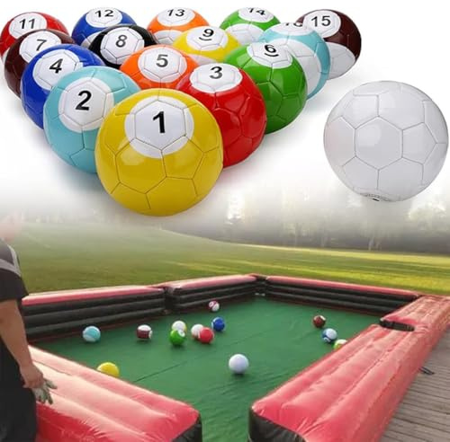 MazmornFly Jeux de Table de Billard Football/Snooker Gonflables 16 Pièces, Set Billard-Pool en Cuir avec Ballons à Taper, Jeu Sportif et Récréatif Adulte pour Divertissement,22cm/8.66inch