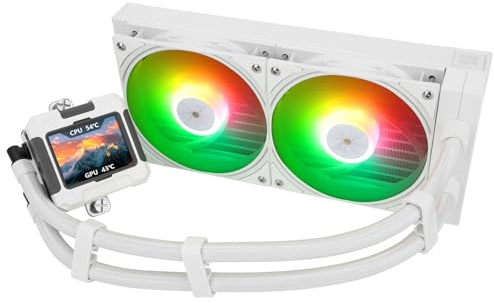 TR Thermalright FW240 White ARGB Refroidisseur liquide pour processeur, écran LCD IPS 2,4 pouces avec résolution 320x240-Magnétique, thème d'écran DIY, pour AM4/AM5, LGA1851/1700/115x