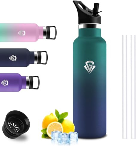 Botella Agua Acero Inoxidable- 0.75 litro- Botella Agua- A Prueba de Fugas- Cantimplora Gym- Cantimplora sin Bpa- Mantiene 24H Frio/12H Calor, Termo para Deportes, Cámping, Gimnasio, Gym