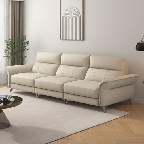 Nordisk modern minimalistisk lädersoffa, massiv träram, rymlig och mjuk soffa, modern stor storlek, lämplig för vardagsrum/kontor/lägenhet/hotell.