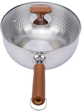 AMONIDA 316 Rostfri Kastrull med Lock 5 Lager Förtjockad Jämn Värme | Nonstick-beläggning för enkel diskmaskinsrengöring, induktionskompatibel för hemmakök, perfekt kokande mjölk för att göra
