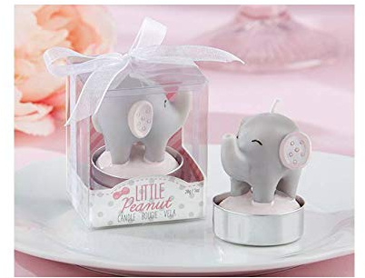 DISOK - Vela Bautizo Elefante en caja de regalo. Velas para bautizo. Originales velas de bautizo (10-Rosa)