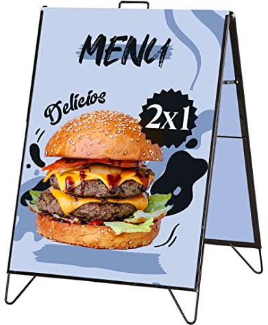 Danieli | Espositore da Terra Con Maniglia per Cartelloni Pubblicitari 60x90 cm. Supporto Bifacciale per Pannello Pubblicitario a Pavimento. Espositore per Esterni a Cavalletto per Avvisi e Poster