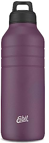 Esbit Trinkflasche Majoris - Edelstahl Trinkflasche mit praktischem Loop Verschluss - 1000 ml in Aubergine