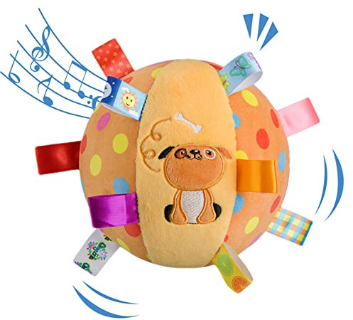 Kirdume Étiquettes à Ruban Boule | hochet Adorable Animal coloré avec étiquettes | Balle en Peluche Douce pour bébé et Tout-Petits, première Balle bébé, Jouet Balle hochet pour bébé