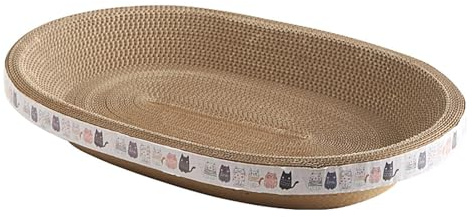 Griffoir pour Chat,griffoir en Carton Ovale ondulé pour Chat,Planche à gratter pour Chat,Lit à gratter pour Chat,Boîte à gratter pour Chat,pour Jouer et Dormir