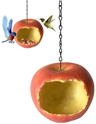 Baokuan Alimentador De Pájaros En Forma De Manzana, Forma De Fruta, Semillas De Pájaros, Alimentador De Alimentos, Alimentador De Pájaros De Resina, Decoración Colgante para Jardín Aire Libre
