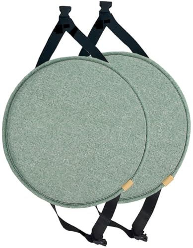 MOODMUSE Cuscini Per Sedia Rotondi Da 2/4 Pezzi Con Lacci,Cuscino Per Sedia Con Sgabello Alto,Cuscino For Seduta Rotondo For Sala Da Pranzo,Cucina E Ufficio(Dark green,30cm(pack of 2))