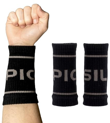 PICSIL Handledsband i bomull – absorberande svettband för gym, träning och fitness. Bekväma och mjuka, motverkar skav och passar både män och kvinnor (Moonless)