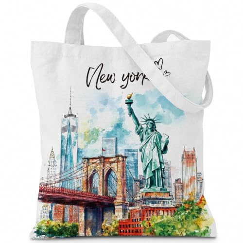 Sitsink New York Bags Travel Souvenir - Reusable Tote Bag NYC New York City Gifts Travel Essentials Must Haves American United States Trip Essentials for Women Friends
