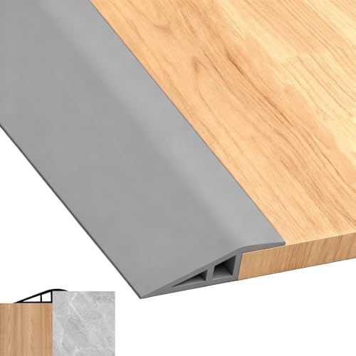 Übergangsschiene Höhenausgleich,1 m x 5 cm Übergangsleiste Boden,Selbstklebend Übergangsprofil Selbstklebend,Grau PVC Türschwellen Leiste, Übergangsleiste für Bodenfugen,Teppiche und Fliesen