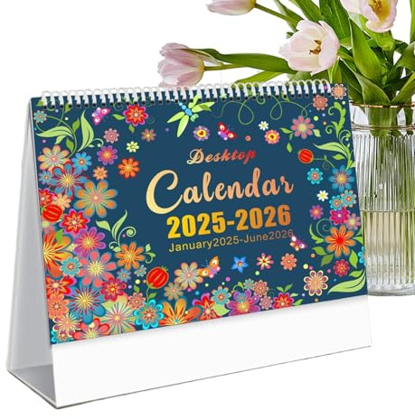 Calendario da tavolo 2025-2026 - Calendario mensile artistico | gennaio 2025-dicembre giugno 2026, planner per organizzazione e pianificazione