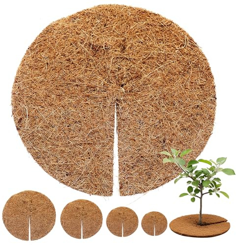 greentex Kokos Mulchscheiben 60 cm Ø – 5 Stück | 100% natürliche Kokosfaser | Winterschutz & Frostschutz für Topfpflanzen & Kübel | Unkrautschutz Abdeckscheiben Pflanzenschutz