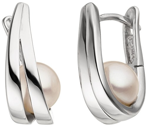 Jobo Damen-Creolen aus 925 Sterling Silber mit Perlen