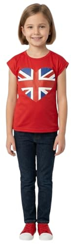 A2Z 4 Kids Flickor T Skjortor England Fotboll Värld Kopp Hjärta Tryck T Shirt Mjuk - T Shirt 552 Red 11-12