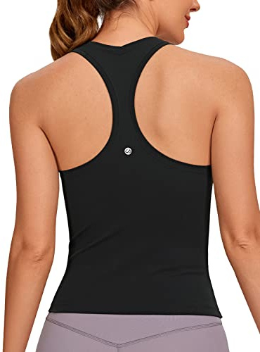 CRZ YOGA Butterluxe Racerback Tank Tops for Women - Yoga Workout Casual Gym Athletic Camisole Tight Sleeveless Shirts Black Small