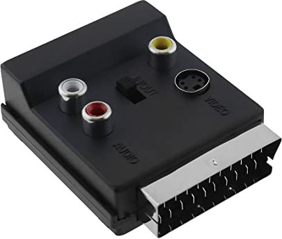 SG Store SCART to 3 RCA S-Video Adapter IN OUT Scart Male to Scart Female S-Video 3 RCA Audio Adapter Converter for CD Players Satellite Receivers Cordless Phones