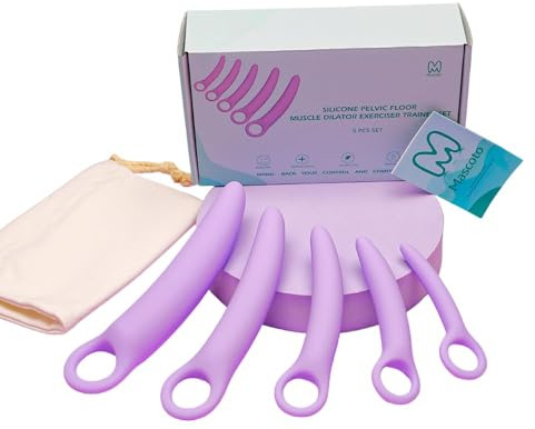 Pelvic Floor Trainer Set by Moscoto®, 5-Piece Set for Beginners to Advanced, Soft Silicone Muscle Dilators, Complete with Cotton Travel Pouch