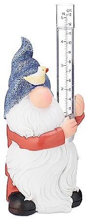 Relaxdays Regenmesser Zwerg, wetterbeständig, analoger Regenanzeiger, H x B x T: 18 x 8,5 x 8 cm, Gartendeko, Mehrfarbig