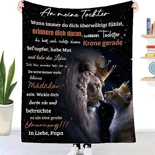 Kuscheldecke Flauschige Vater Tochter Deck, Personalisierte Geschenke Decke für Tochter von Papa, Super Weiche Flanelldecke Wohndecke Tagesdecke Sofadecke Ideal für Geburtstag Weihnachten Geschenk