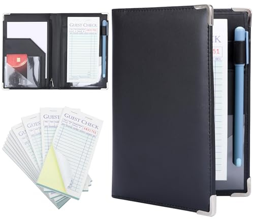 Belle Vous Bloc de notas de servidor de cheques de invitados con carpeta, 10 libros/500 hojas, blocs de notas de papel para camarero/camarera para restaurante y recibo de pedidos de alimentos