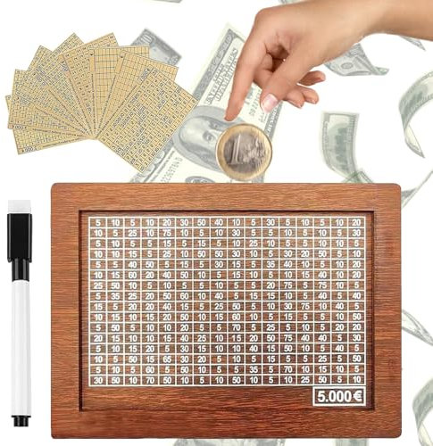 Salvadanaio in Legno, Salvadanaio con Contatore, per €1000 con Adesivi e Pennarello, per Aiutare i Bambini a Costruire L'abitudine al Risparmi