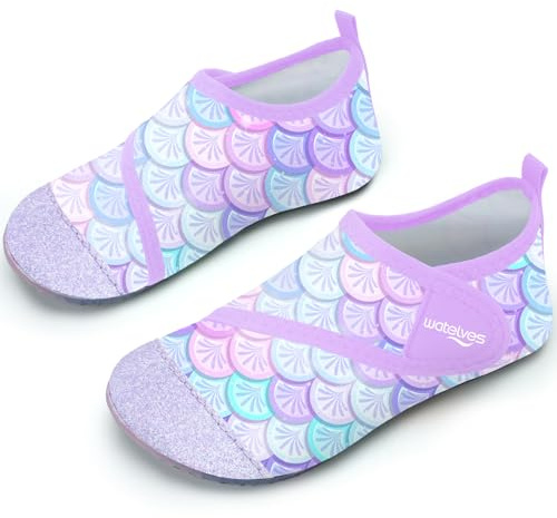 Swim Water Shoes Girls Kids Toddlers Baby Beach Shoes Aqua Pool Swimming Socks River Sea Sand Footwear(YLPinkpurple 24/25)