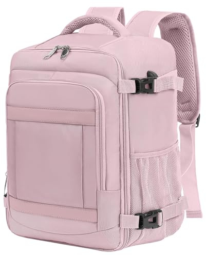 KLOSTAIN Zaino da Viaggio Easyjet 45x36x20 Zaino da Viaggio Aereo Bagaglio a Mano 30L Borsa da Cabina per Uomo e Donna Zaino da Lavoro e Scuola Trekking,14 Pollici Zaino Porta PC Rosa Chiaro