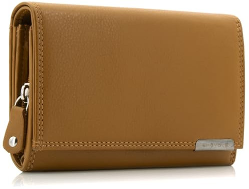 ekavale Geldbörse Damen Leder mit RFID-Schutz 25 Fächer Damen Portemonnaie Lang (Curry)