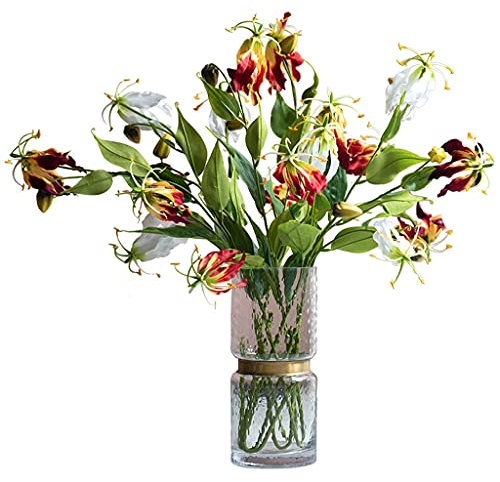 Künstliche Blumen, künstlicher Lilienstrauß, Wohnzimmer, Esstisch, künstliche Blumen-Set, Seidenblumen-Arrangement, Hotel-Innenraum, weiches Outfit, Büro, Party, Kunst, Hallendekoration, künstliche
