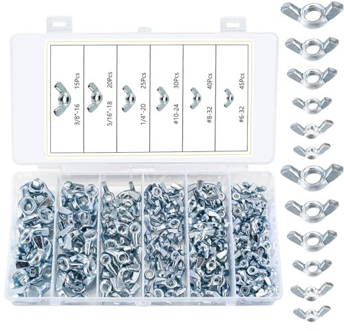 175 Stk Flügelmuttern Set, Schmetterling Flügelmuttern, Schmetterlingsmuttern Sortiment Set, SAE Stahl Gewinde Schmetterling Muttern für elektronische Geräte Flügelschrauben Flügelmuttern