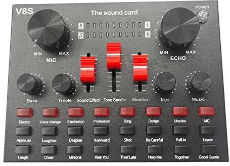 Swiixxer V8S mikrofon USB uppladdningsbar extern karaoke-mixer 3,5 mm gränssnitt stereo ljudkort på bärbar dator