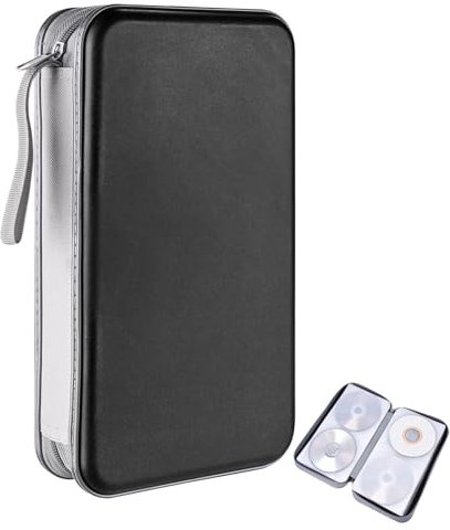 Yudobliss Pochette CD, Pochette CD Rangement, Rangement CD, Rangement DVD, Organisateur de CD Zippé, Peut Contenir Jusqu'à 80 Disques, Organisateur de CD pour la Voiture et la Maison, Noir