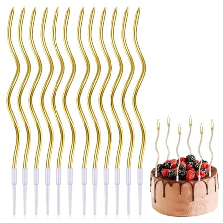 36 Candele Torta di Compleanno, Candele a Spirale di Compleanno Metalliche Torte, Candele Lunghe Candeline Oro per Decorazioni Torta Compleanno Anniversario Matrimonio