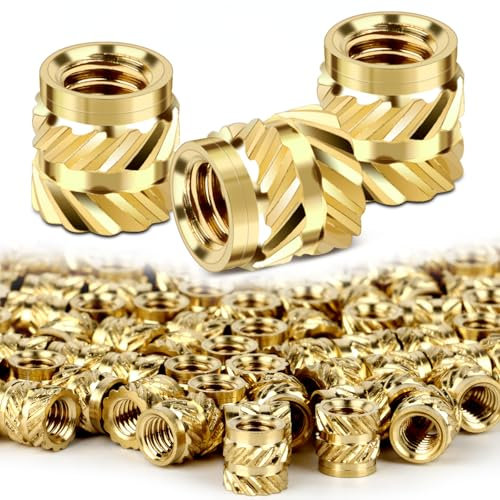 TDUNSYA 100 Piezas Insertos Roscados M4, M4×6×6 Insertos Roscados Hembra Tuercas, Latón Tuerca Moleteada Para Embutir En Piezas De Impresora 3D