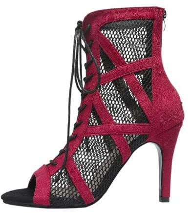 Heels Dance Class Bootie Sandales à Talons Hauts Escarpins Sexy Escarpins Noir Mesh Stiletto Talons Hauts Sandales à Lacets avec Bouche de Poisson Chaussures de Danse pour Femme Sandale Confort