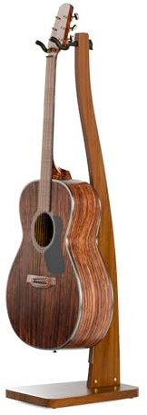 DIDA Guitar Stand, Premium Solid Wood Guitar Stand, Single Guitar Holder for Acoustic Guitar, Electric Guitar, Bass Guitar, Semi Curved Hanging Guitar Stands for Studio, Living Room (Sapele)