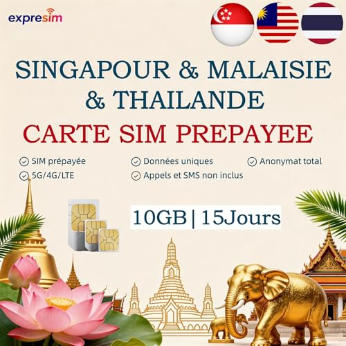 Scheda SIM Prepagata Malesia/Singapore/Thailandia | 10 GB per 15 Giorni | Pacchetto senza contratto e senza registrazione | Anonimato totale completo | SIM dati esclusiva | Scheda mobile 5G 4G