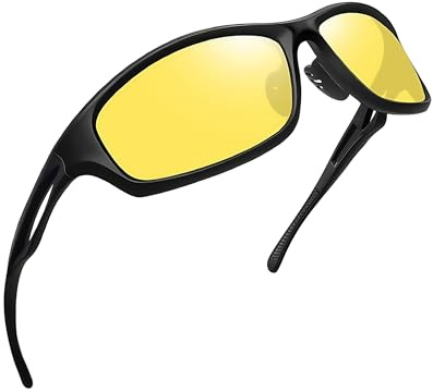 Joopin Gafas para Conducción Nocturna Deportivas Gafas Amarillas para Conducir de Noche Hombre y Mujer Protección UV400 Ciclismo Conducir Moto Running Deportes