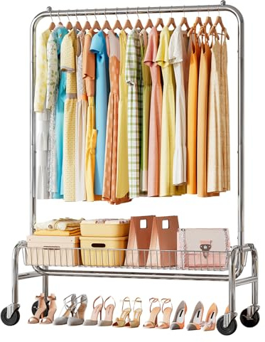 Uptyia Perchero Burro Ropa Resistente de 150 LB - Perchero Móvil con Ruedas y Estante Inferior, Perchero Portátil para Ropa Pesada, Habitación, Armario o Uso Comercial