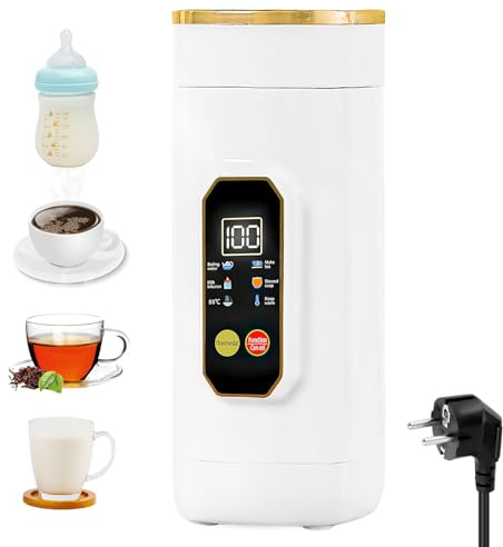 Hervidor de agua de viaje pequeño, 450 ml, hervidor de agua pequeño con regulación de temperatura y pantalla táctil LED, mini hervidor de agua portátil, hervidor de agua portátil para té, café, viajes