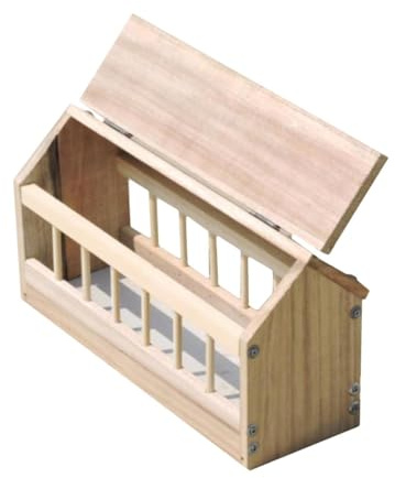 PUXZYAX Distributore di cibo per pollame Contenitore per mangiatoia per polli realizzato in legno resistente che garantisce una lunga durata in qualsiasi da giardino